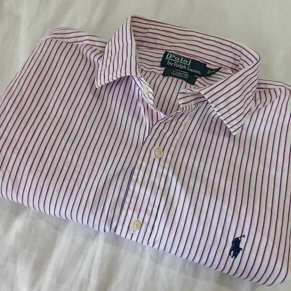 Polo by Ralph Lauren STANTON custom Fit 100% cotton LS dress shirt XL stripe - Picture 9 of 14